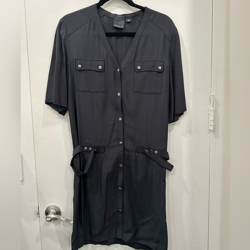Trouve Black Button-Down Dress